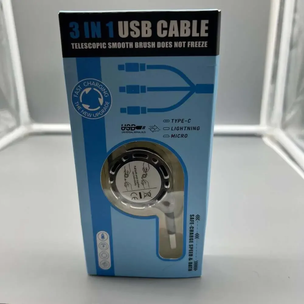 3 in 1 USB Retractable Cable W/ Type C, Lightening and Micro‎ Connectors